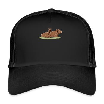 Limousin Rind I Frankreich Rinderzucht für - Trucker Cap - Schwarz/Schwarz - Vorne