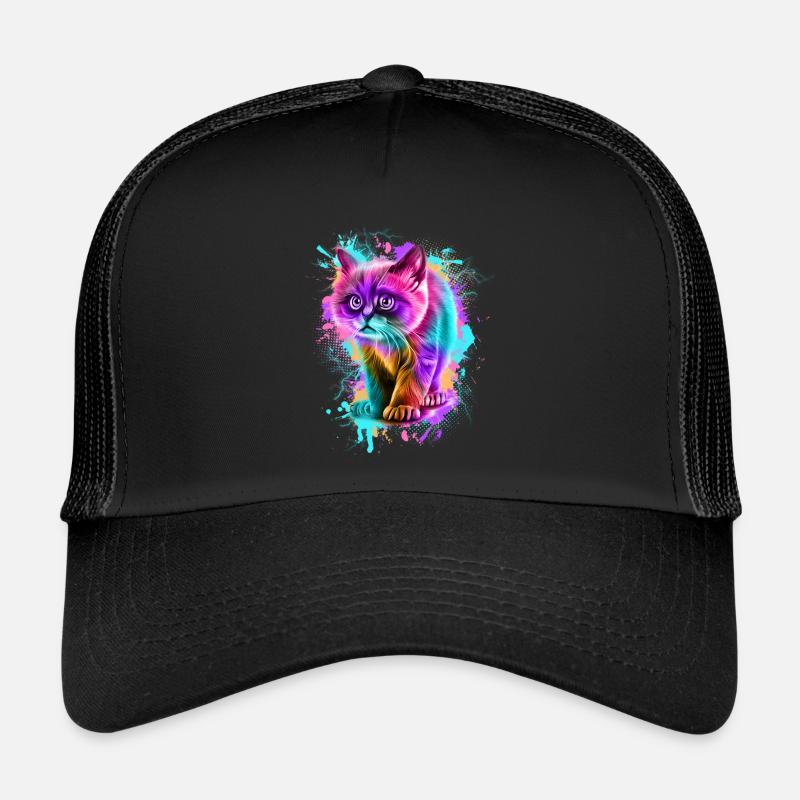 Katze Bunt - Trucker Cap - Schwarz/Schwarz