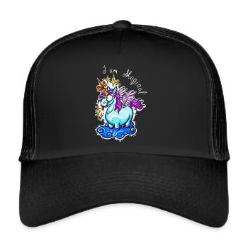 Einhorn Unicorn Süß - Trucker Cap - Schwarz/Schwarz - Vorne