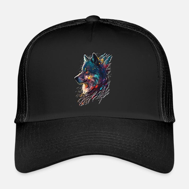 Paintful Elegance Wild Wolf Colorful Colorful - Trucker Cap - black/black