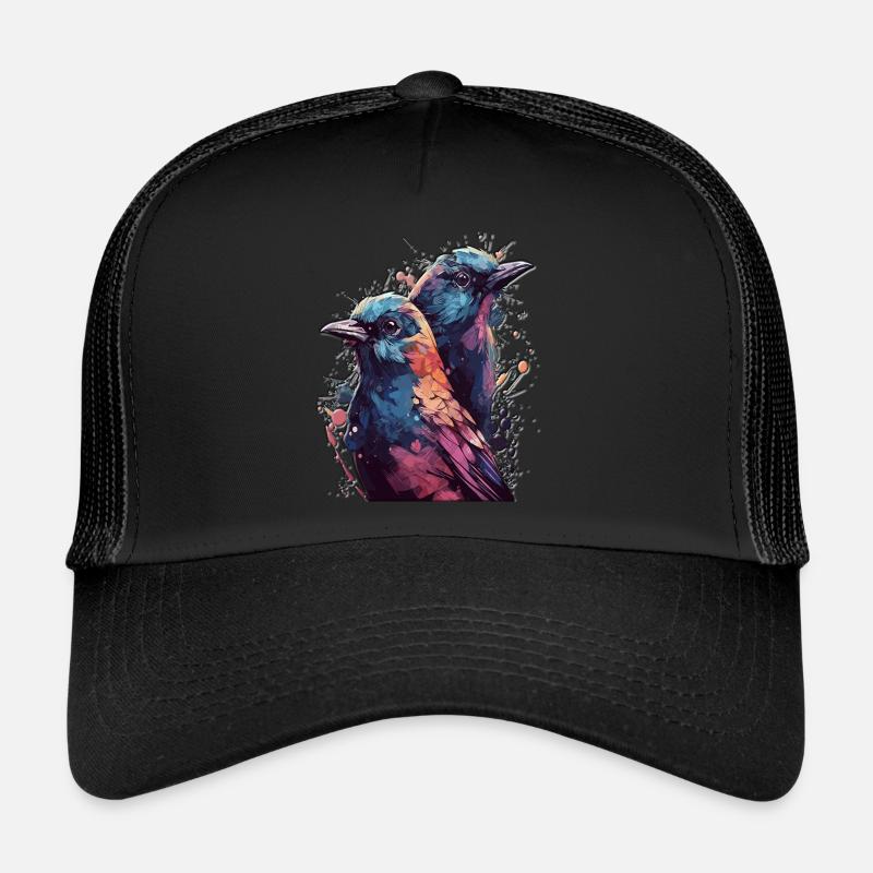 Haute Gloss Design Oiseaux Oiseaux Oiseau Couple Coloré Casquette trucker 