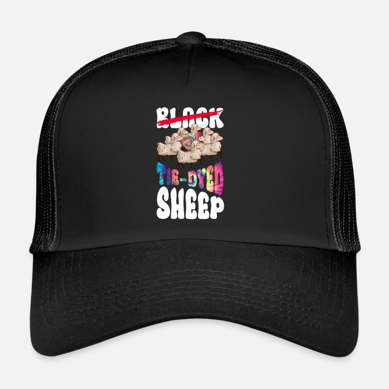 Noir - Mouton teint à la cravate - Teinture de costume hippie Casquette trucker 
