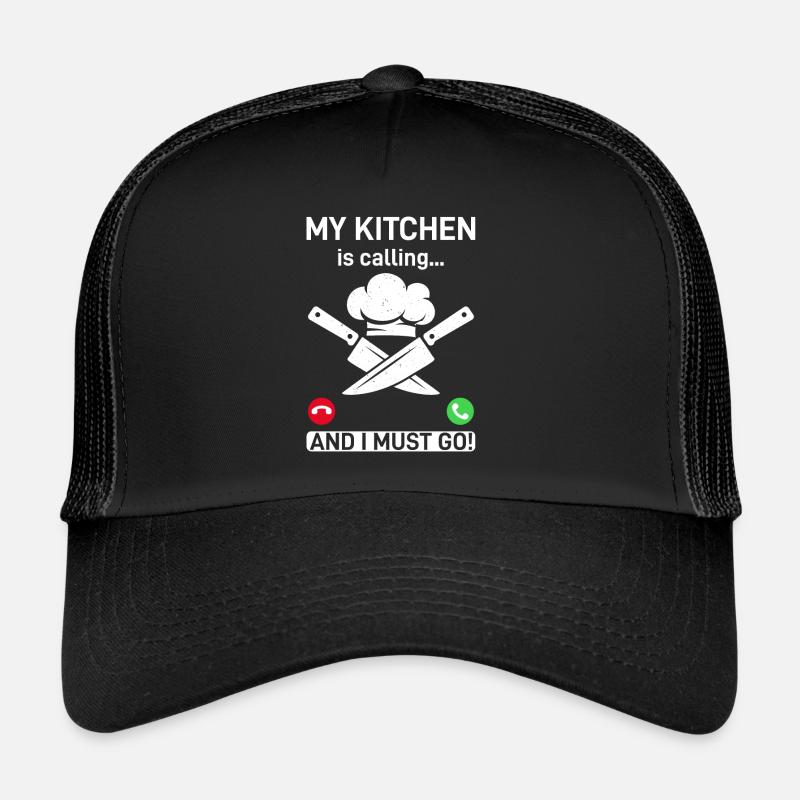 My Kitchen Is Calling And I Must Go Kitchen Chef C - Trucker Cap - Schwarz/Schwarz