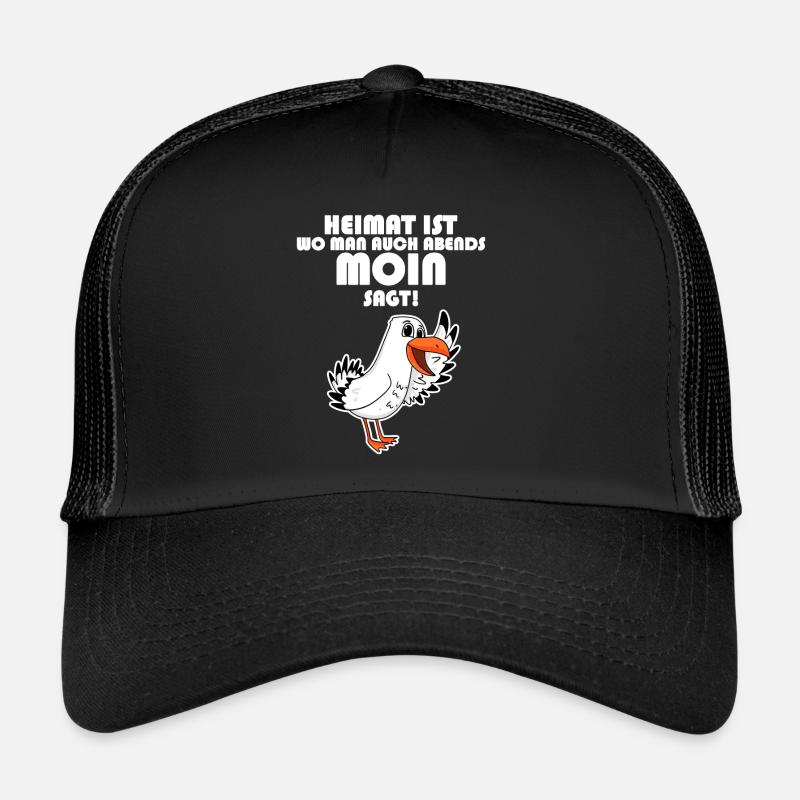 Heimat Moin Begrüßung Möwe - Trucker Cap - Schwarz/Schwarz