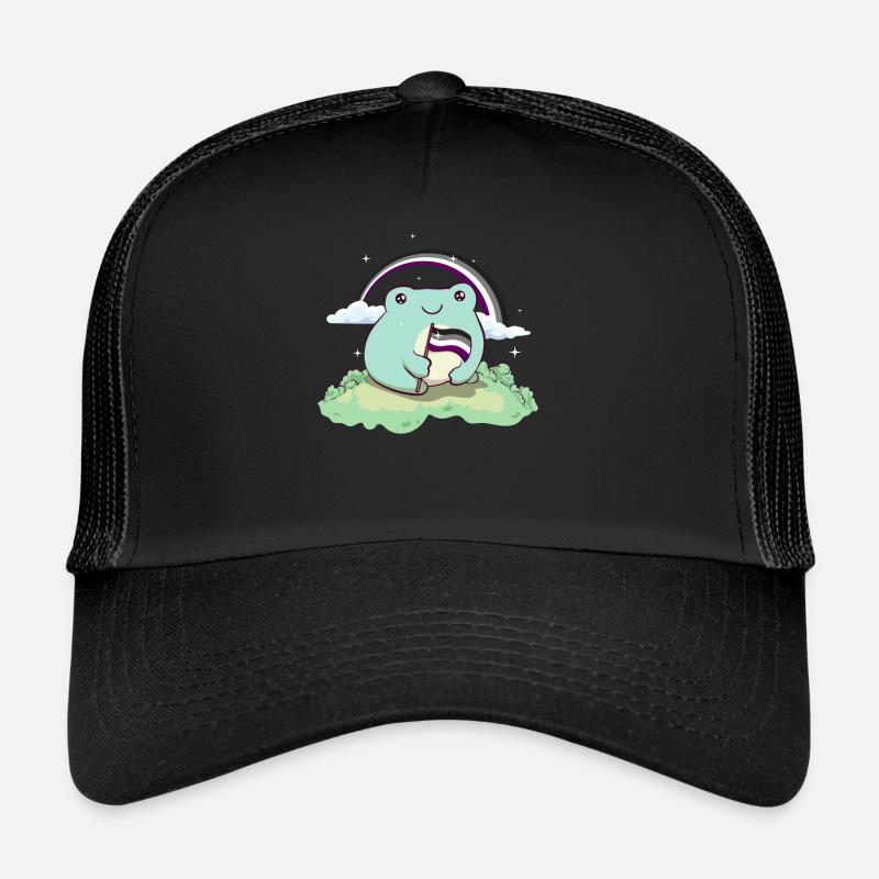 Asexual Pride Ace Flag Cute Frog Subtle LGBTQ Trucker Cap