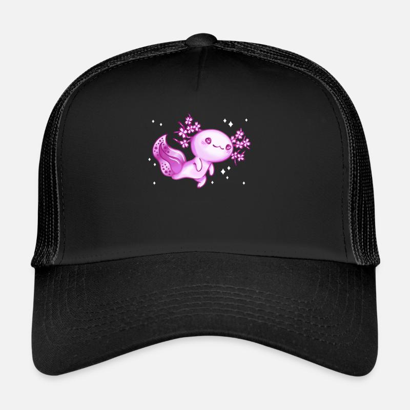 Axolotl Schwanzlurch Axolotls - Trucker Cap - Schwarz/Schwarz