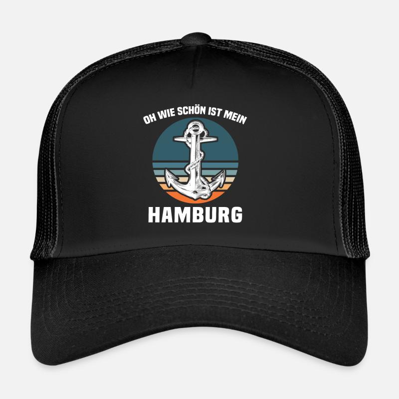 Hamburg Sprüche Hamburger - Trucker Cap - Schwarz/Schwarz