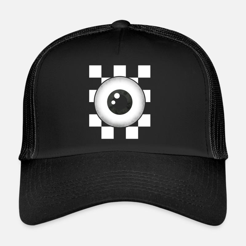 Esthétique bizarre Noir Blanc Globe oculaire en damier Casquette trucker 