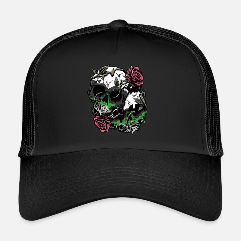 Demiromantic Pride Flag Skull Roses Subtle Trucker Cap