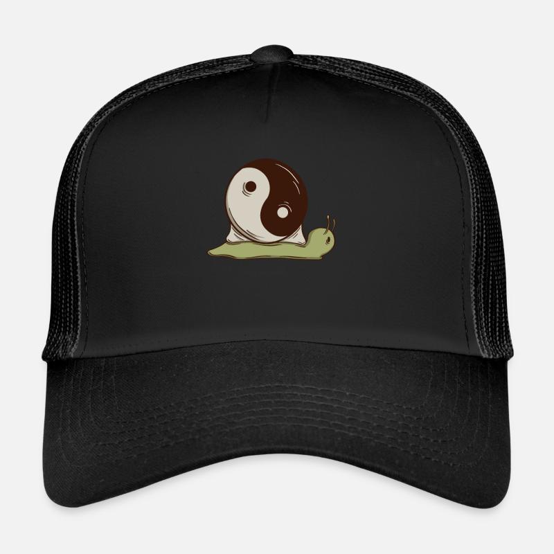Snail with Yin Yang symbol as a house - Hippie Trucker Cap