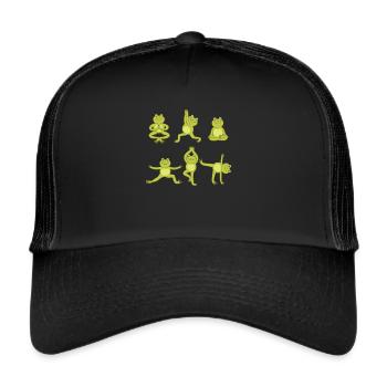 Yoga Frosch - Trucker Cap - Schwarz/Schwarz - Vorne