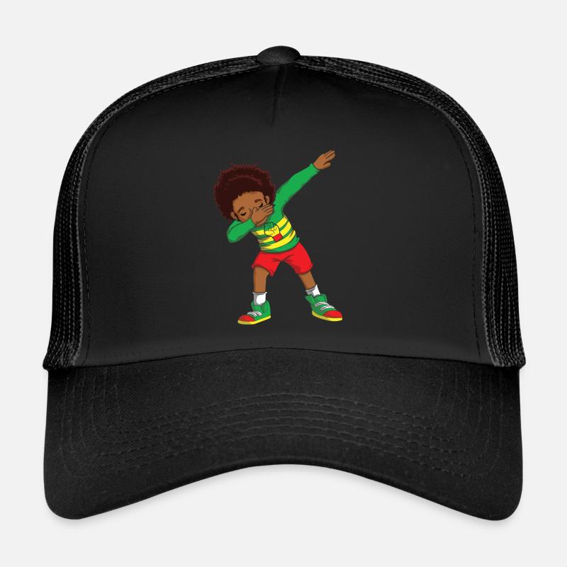 Kids Dab feiern Juneteenth Schwarze Geschichte - Trucker Cap - Schwarz/Schwarz
