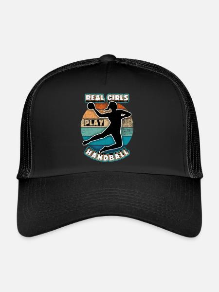 Handball Handball Joueur de sport Dicton arc-en-ciel - Casquette trucker  - noir/noir - Devant