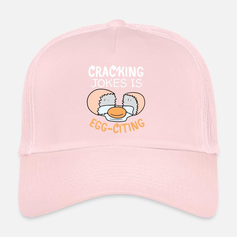 Egg, Eggs, Funny Saying, Pun Egg-citing Joke Trucker Cap