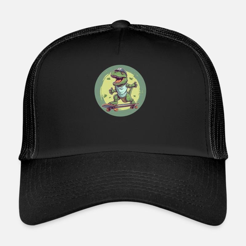Cool T-Rex avec casquette de baseball sur skateboard Casquette trucker 