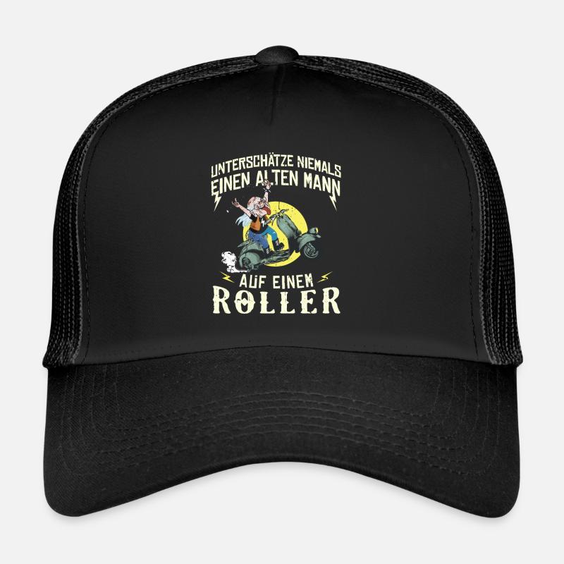 Unterschätze niemals einen alten Mann auf Roller Trucker Cap