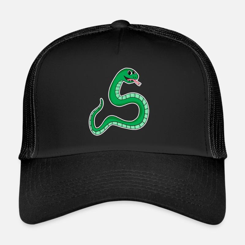 Schlange - Grüne Schlange - Trucker Cap - Schwarz/Schwarz