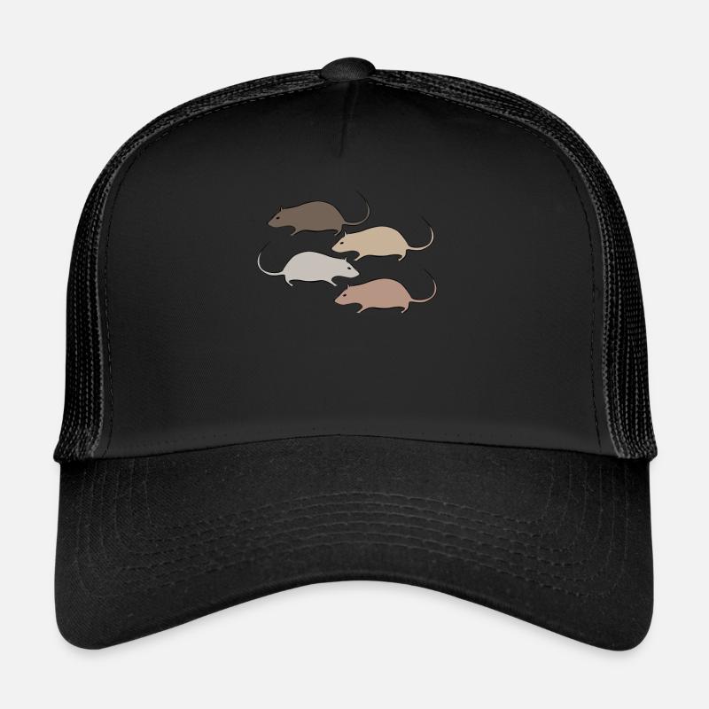 Maus Ratte Ratten Mäuse - Trucker Cap - Schwarz/Schwarz