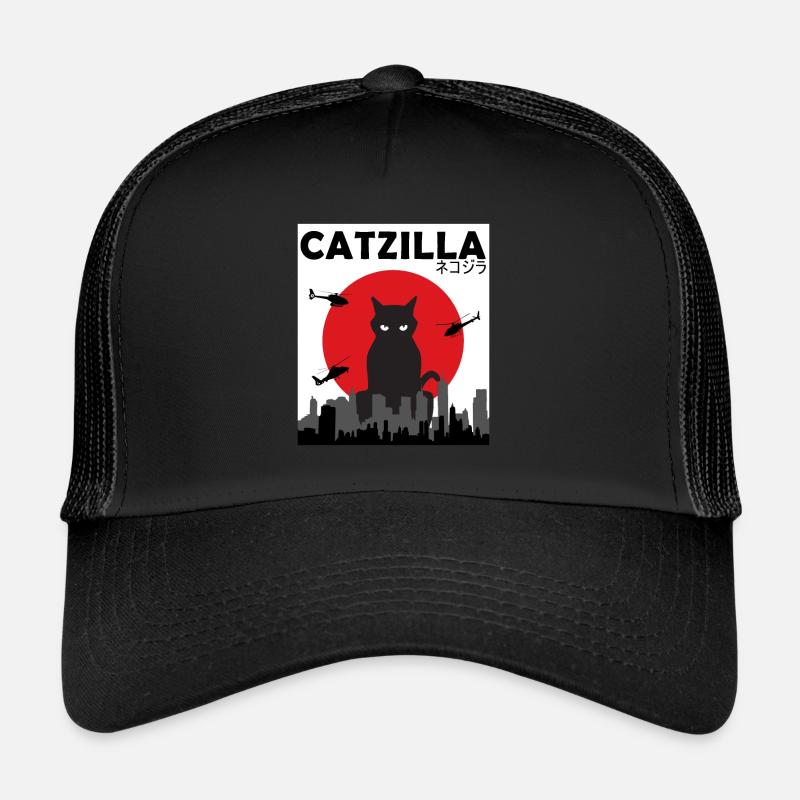 Catzilla Funny Cat Kitten Kitty Lover Japanese Trucker Cap