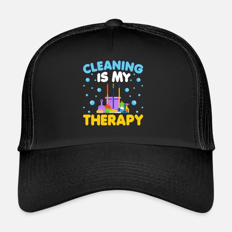 Cleaning Is My Therapy - Trucker Cap - Schwarz/Schwarz