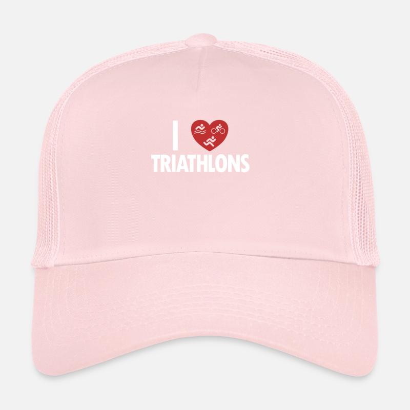 I love Triathlons Triathlonrad Triathlet Training Trucker Cap