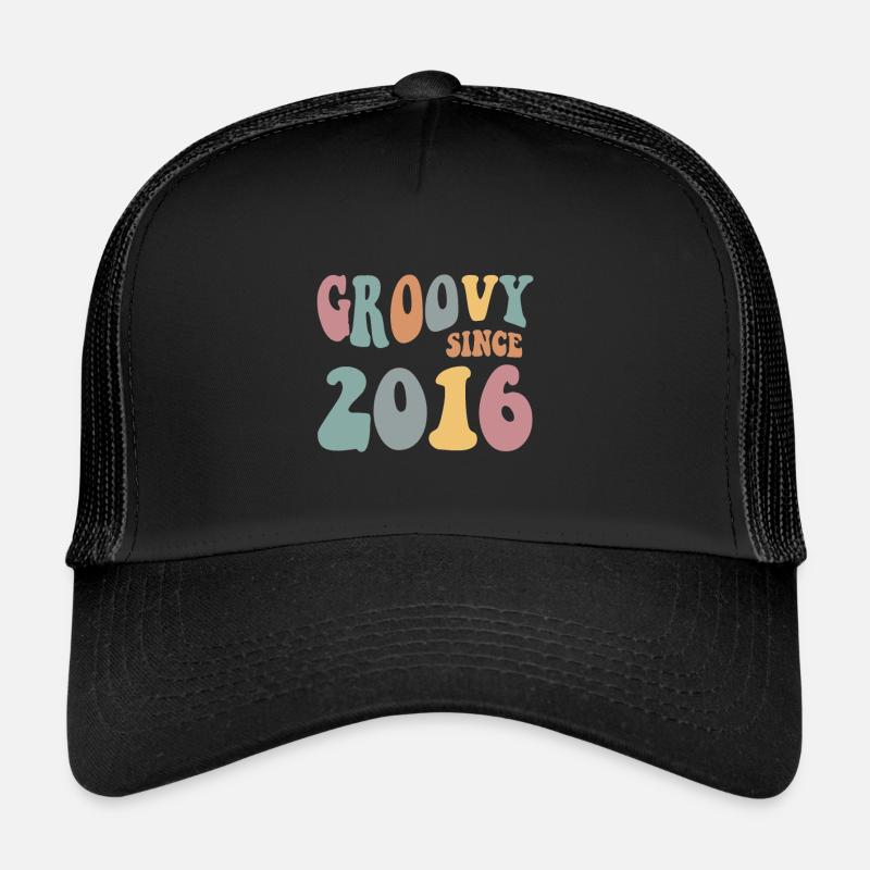 mb Groovy Since 2016 Retro Hippie Flower 6th Trucker Cap