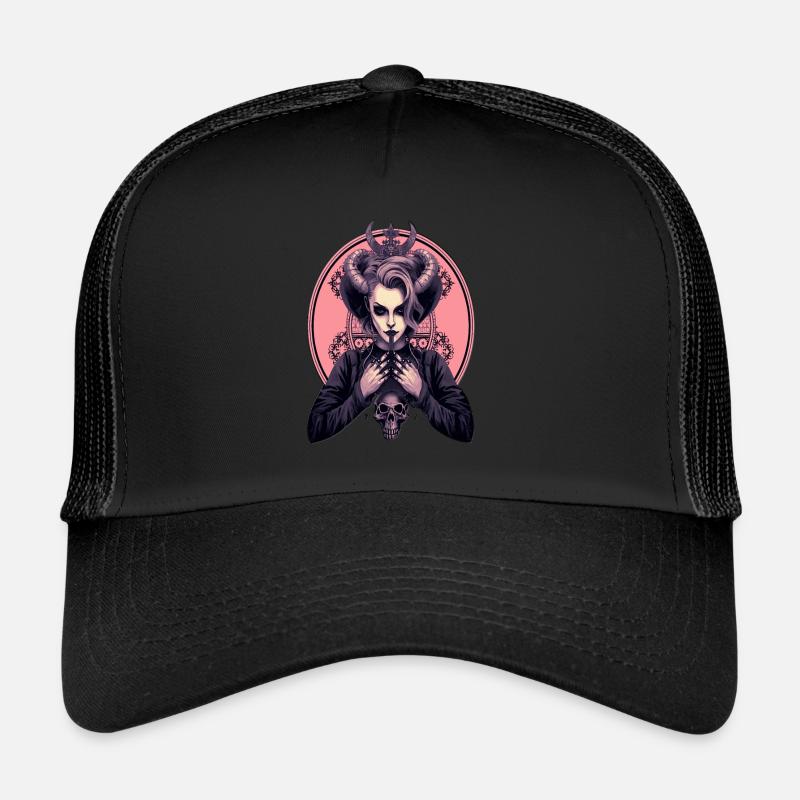 Gothic Seduction Girl Devil Evil Pink Dark Style Trucker Cap