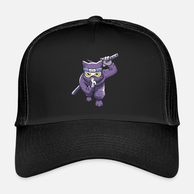 Cat Ninja Japan Kitsune Style Japanese Samurai - Trucker Cap - Schwarz/Schwarz