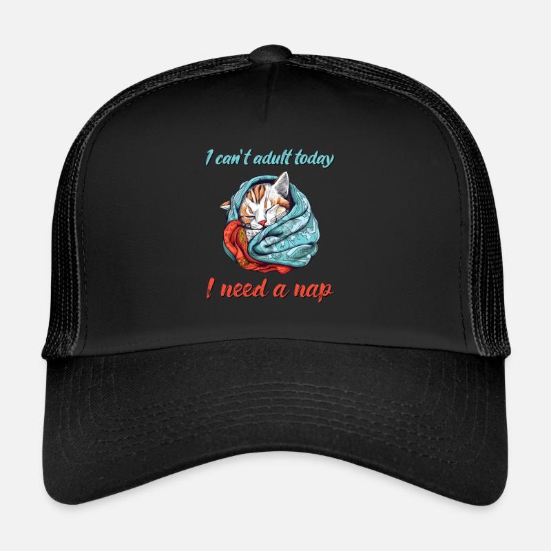 I cant adult today - Trucker Cap - Schwarz/Schwarz