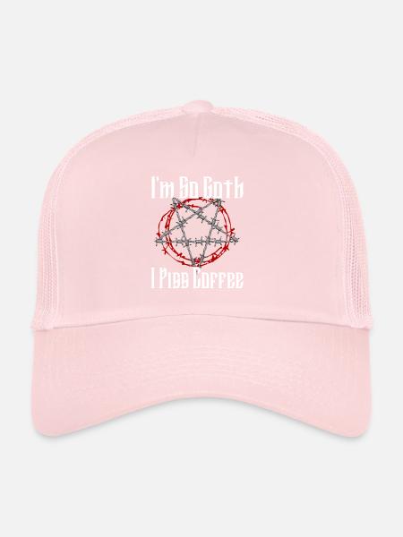 Satan Belzébuth Diable Gothique Pentagramme Mystique - Casquette trucker  - rose pâle - Devant