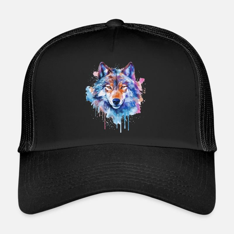 Aquarell Wolf Trucker Cap