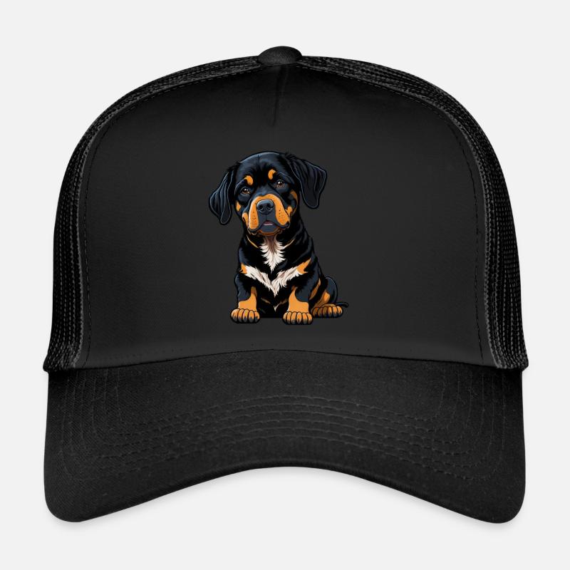Rottweiler Hund Welpe - Trucker Cap - Schwarz/Schwarz