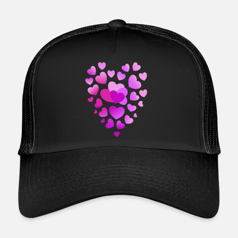 rosa Herzen pinkes Herz - Trucker Cap - Schwarz/Schwarz