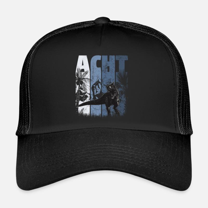 Carnotaurus 8 Jahre Alt Dino 8. Geburtstag - Trucker Cap - Schwarz/Schwarz