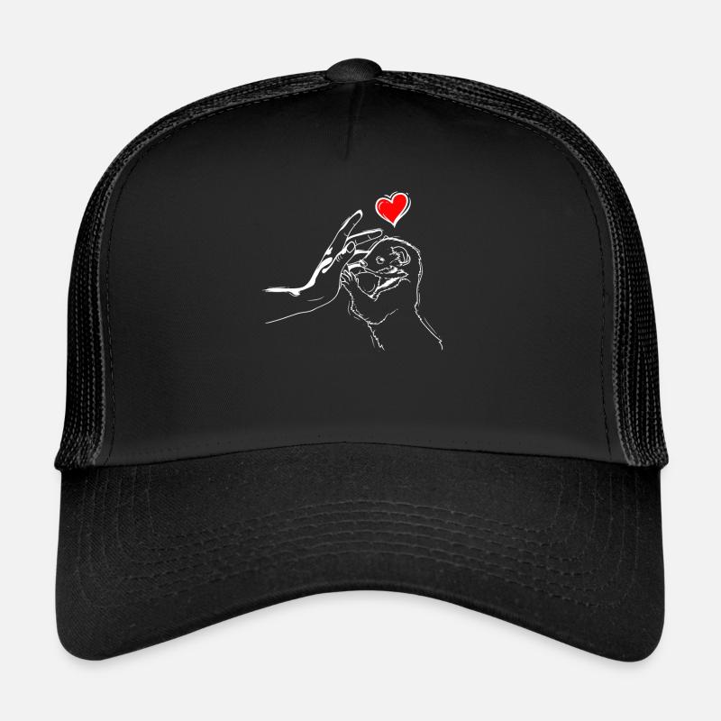 Wiesel Herz mit Wiesel Händchen Halten - Trucker Cap - Schwarz/Schwarz