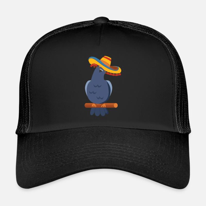 Mexico Hut Taube Tauben Lustig - Trucker Cap - Schwarz/Schwarz