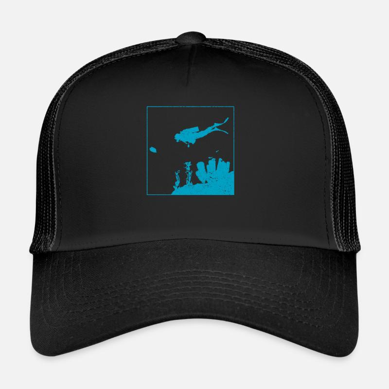 Diving Funny Diver Silhouette Ocean Apnea Trucker Cap