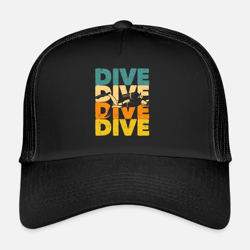 Plongée Rétro Vintage Plongée Silhouette Océan Casquette trucker 