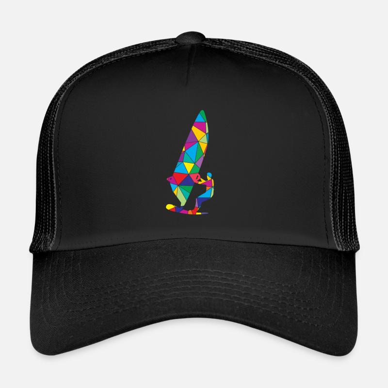 Low Poly Windsurfing Polygon Windsurfing - Casquette trucker  - noir/noir