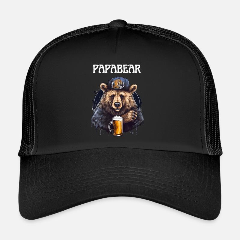 Papa Bear proud Daddy stolzer Vater - Trucker Cap - Schwarz/Schwarz
