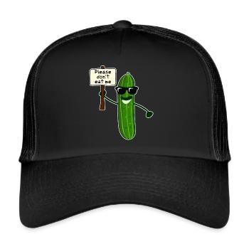 Gurke mit Sonnenbrille Gurken - Trucker Cap - Schwarz/Schwarz - Vorne