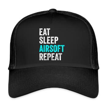 Manger Dormir Airsoft Répéter Airsoft - Casquette trucker  - noir/noir - Devant