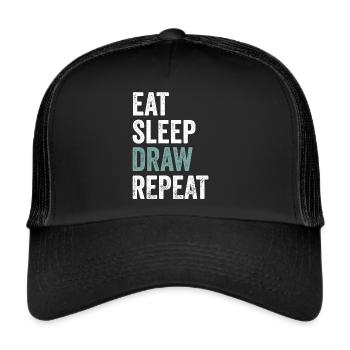 Eat Sleep Edit Repeat Funny Editor - Trucker Cap - black/black - Front