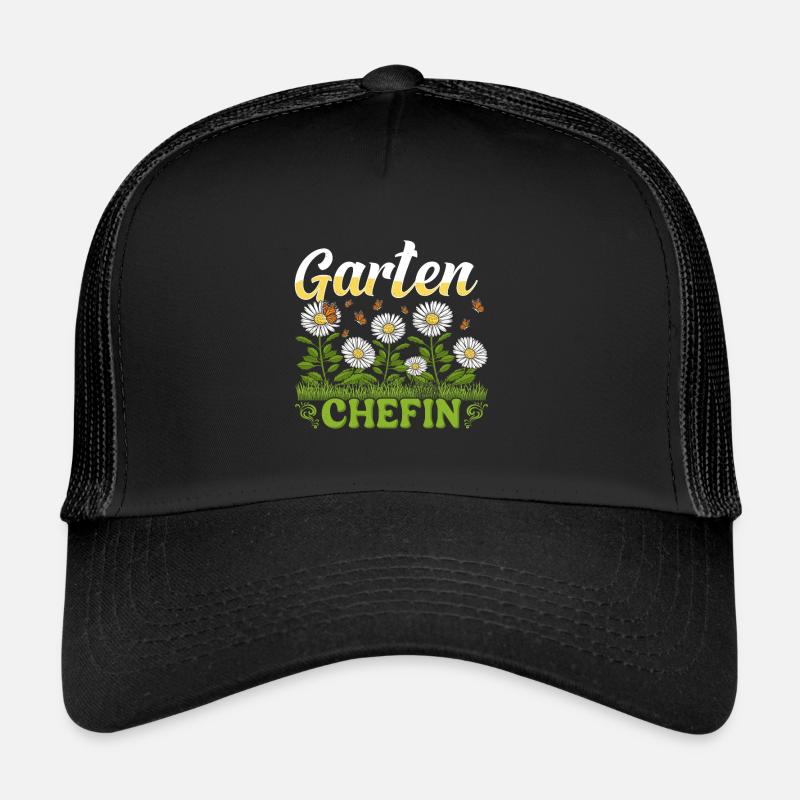 Garten Chefin Gänseblümchen Gärtnerin Blumenliebe - Trucker Cap - Schwarz/Schwarz
