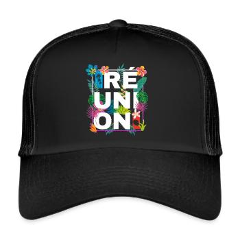 Carte de La Réunion Nature Tropicale Homme Femme - Casquette trucker  - noir/noir - Devant