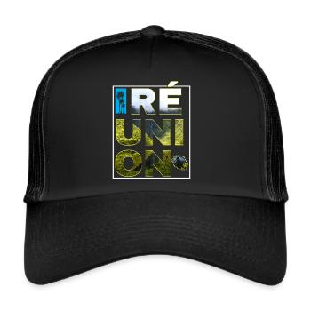 île la Réunion Volcan et Nature Cadeau Homme Femme - Casquette trucker  - noir/noir - Devant