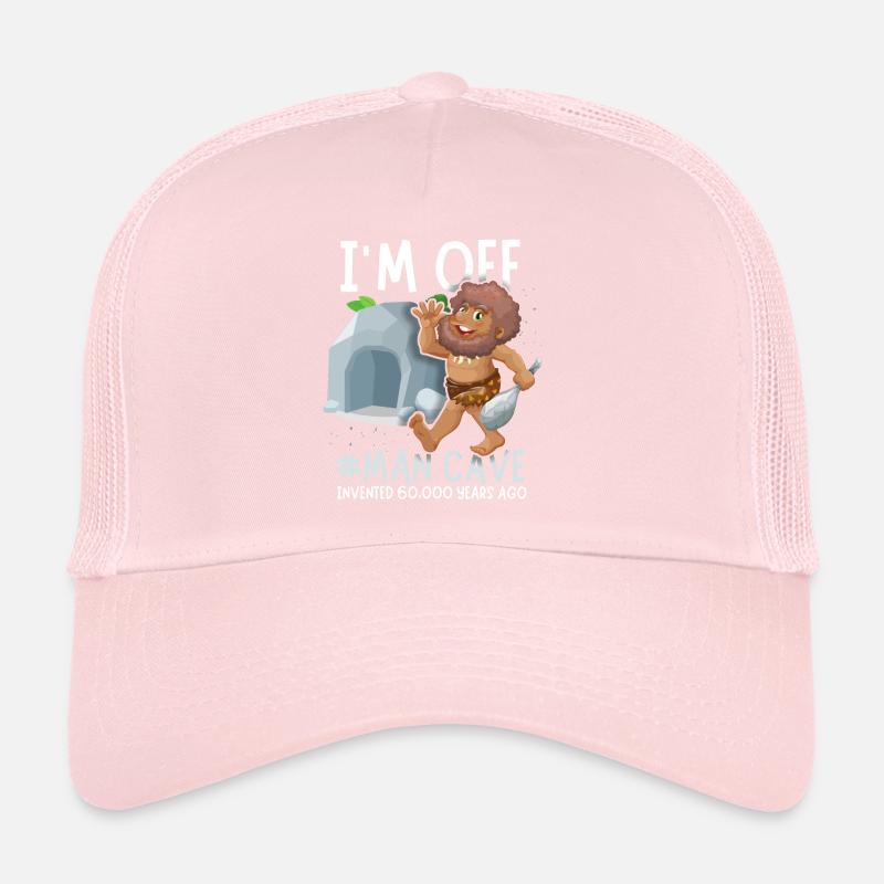Man Cave, comic Neanderthal, funny saying Trucker Cap