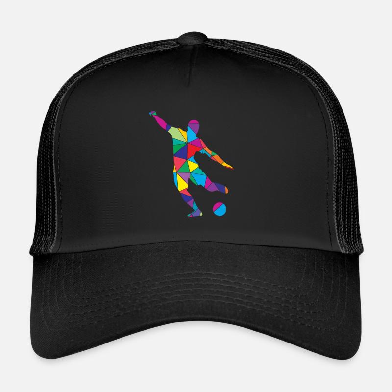Low Poly Gardien de but Polygon Soccer - Casquette trucker  - noir/noir