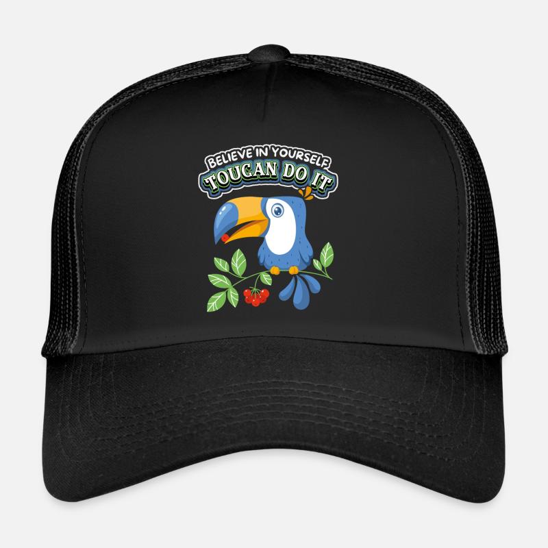 Toucan joke, comic toucan, funny saying Trucker Cap