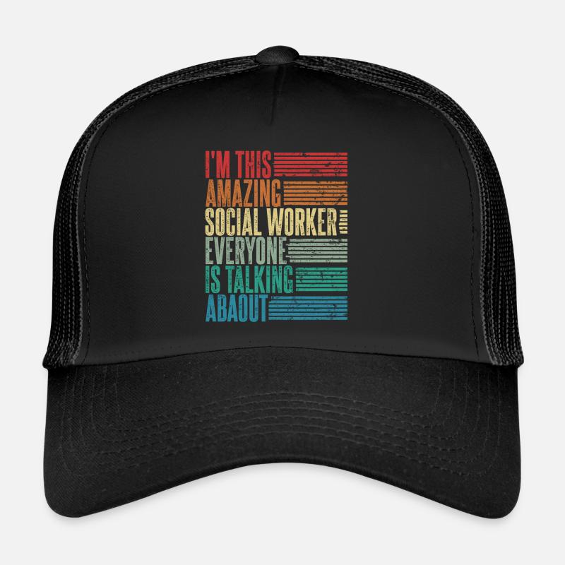 Sozialarbeiter Sozialarbeiterin Geschenk Retro - Trucker Cap - Schwarz/Schwarz